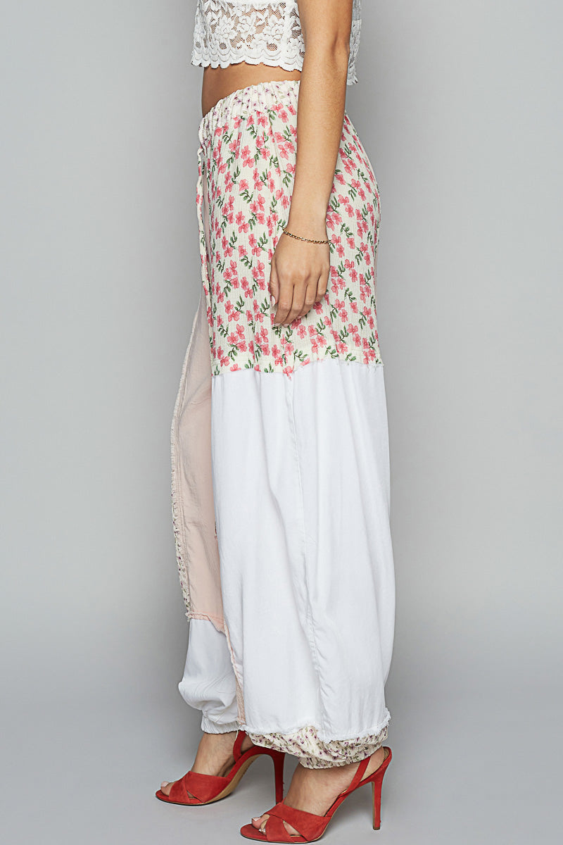 Dear Gardenia Patchwork Oversized Pants
