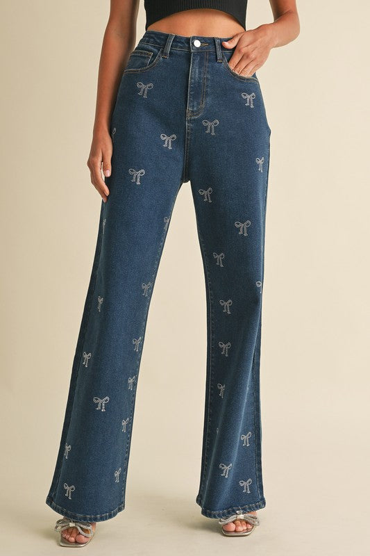 San Fernando Kingdom Cotton Bow Denim Pants