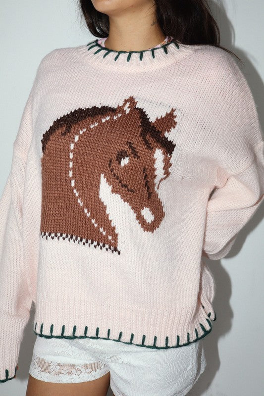 Pink ponies oversized sweater