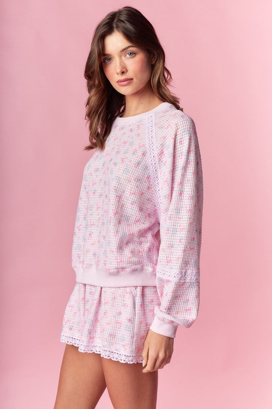 Bows and Kisses Waffle Lounge Set