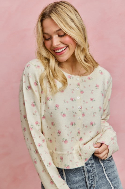 Floral Cardigan Sweater