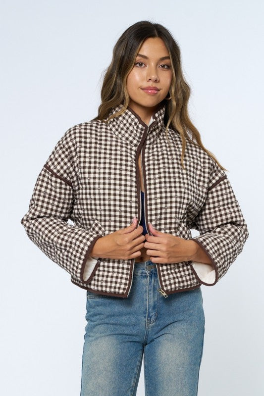 Gingham Puffer Jacket