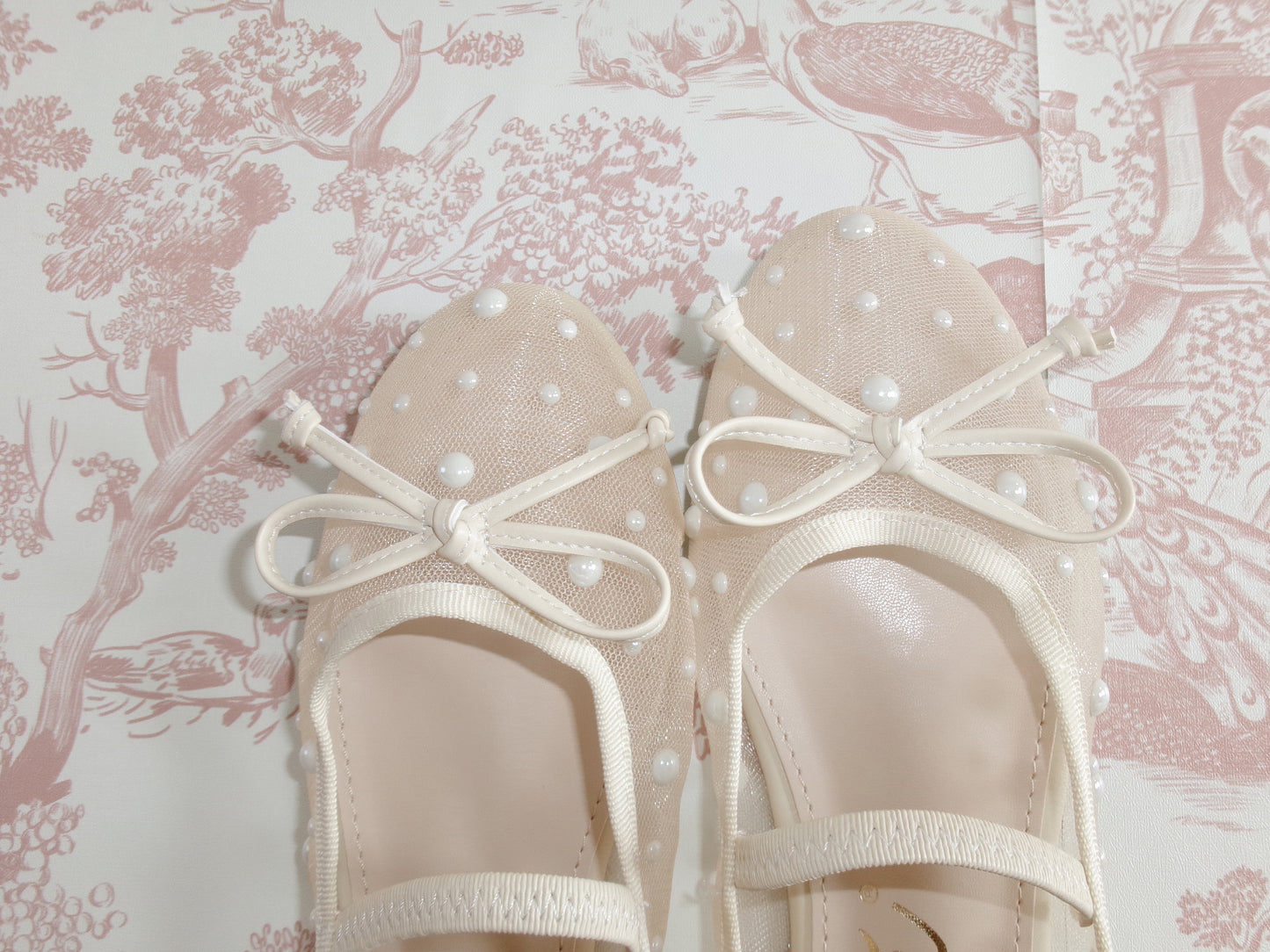 The Ballerina Sheer Mesh Pearl Flat