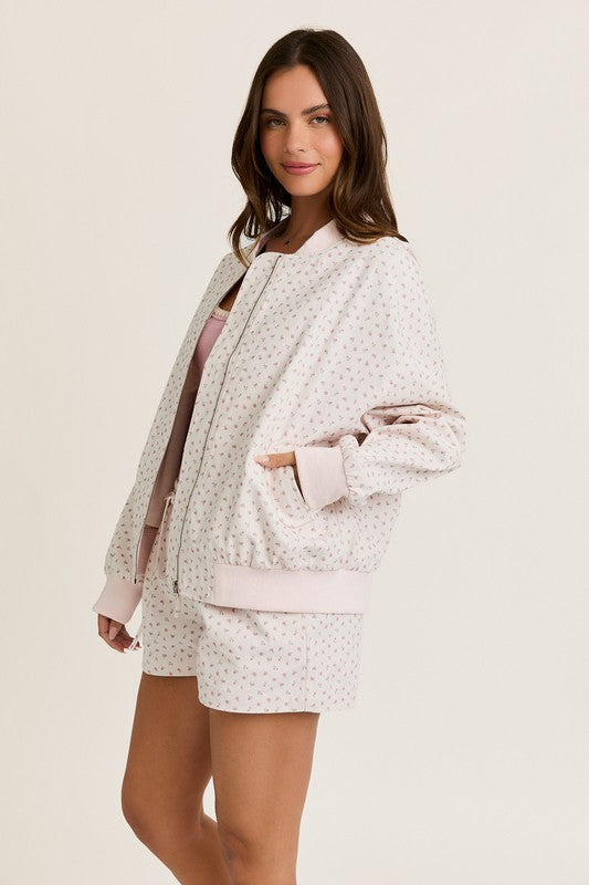 Princeton Girl Oversized Cotton Pink Bomber Jacket