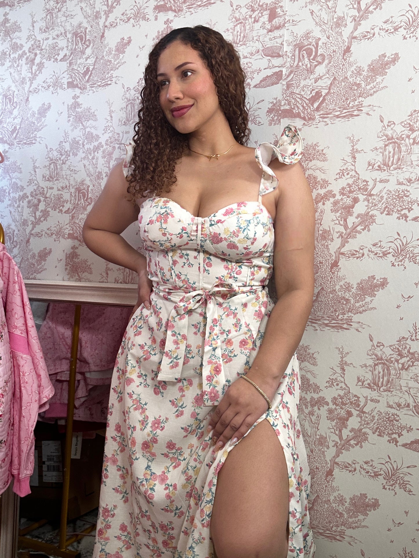 FairyGod Flutter Dress Floral Printed Midi Dress