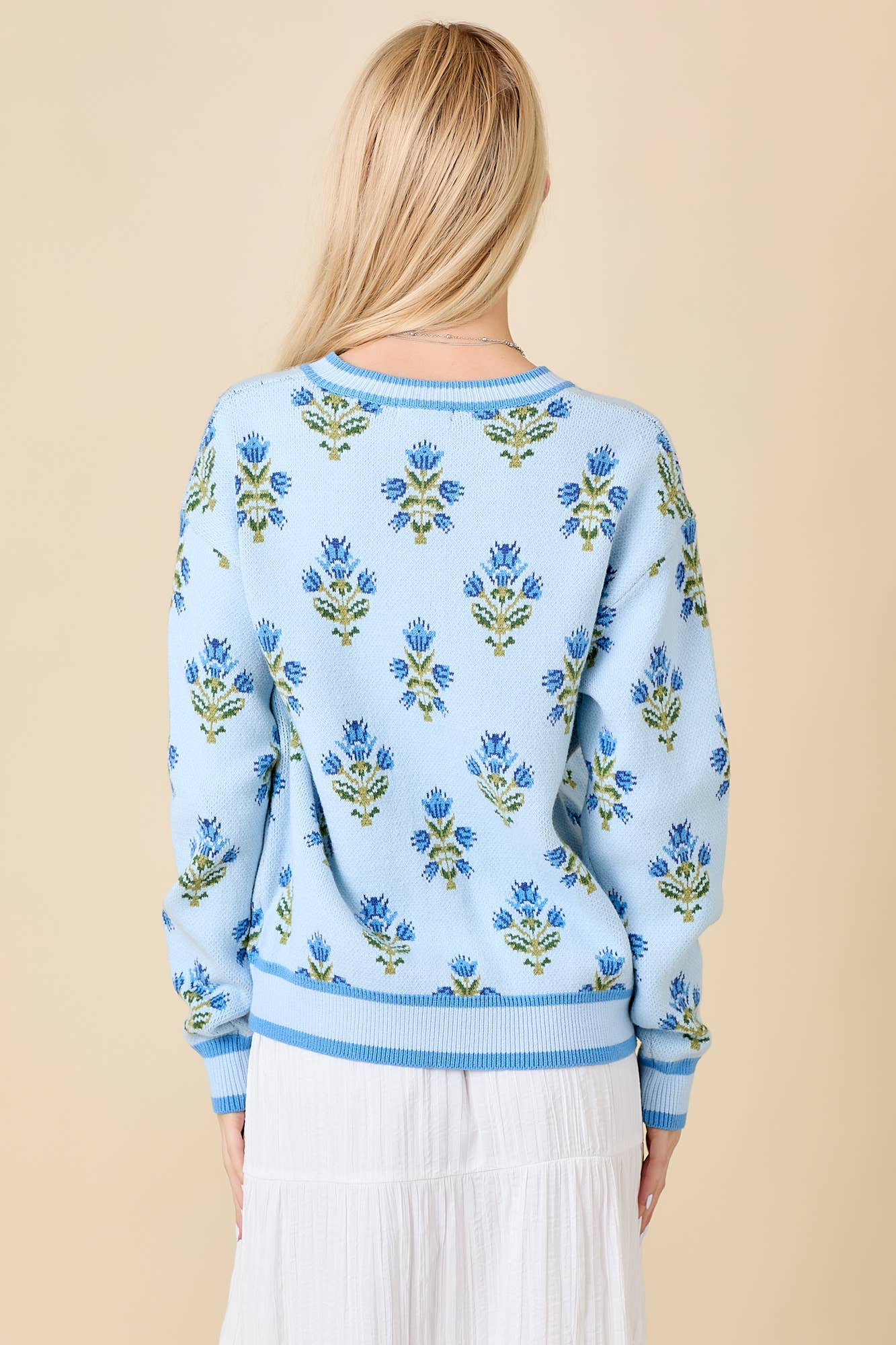 Flower Empire Floral Jacquard Sweater Knit Cardigan