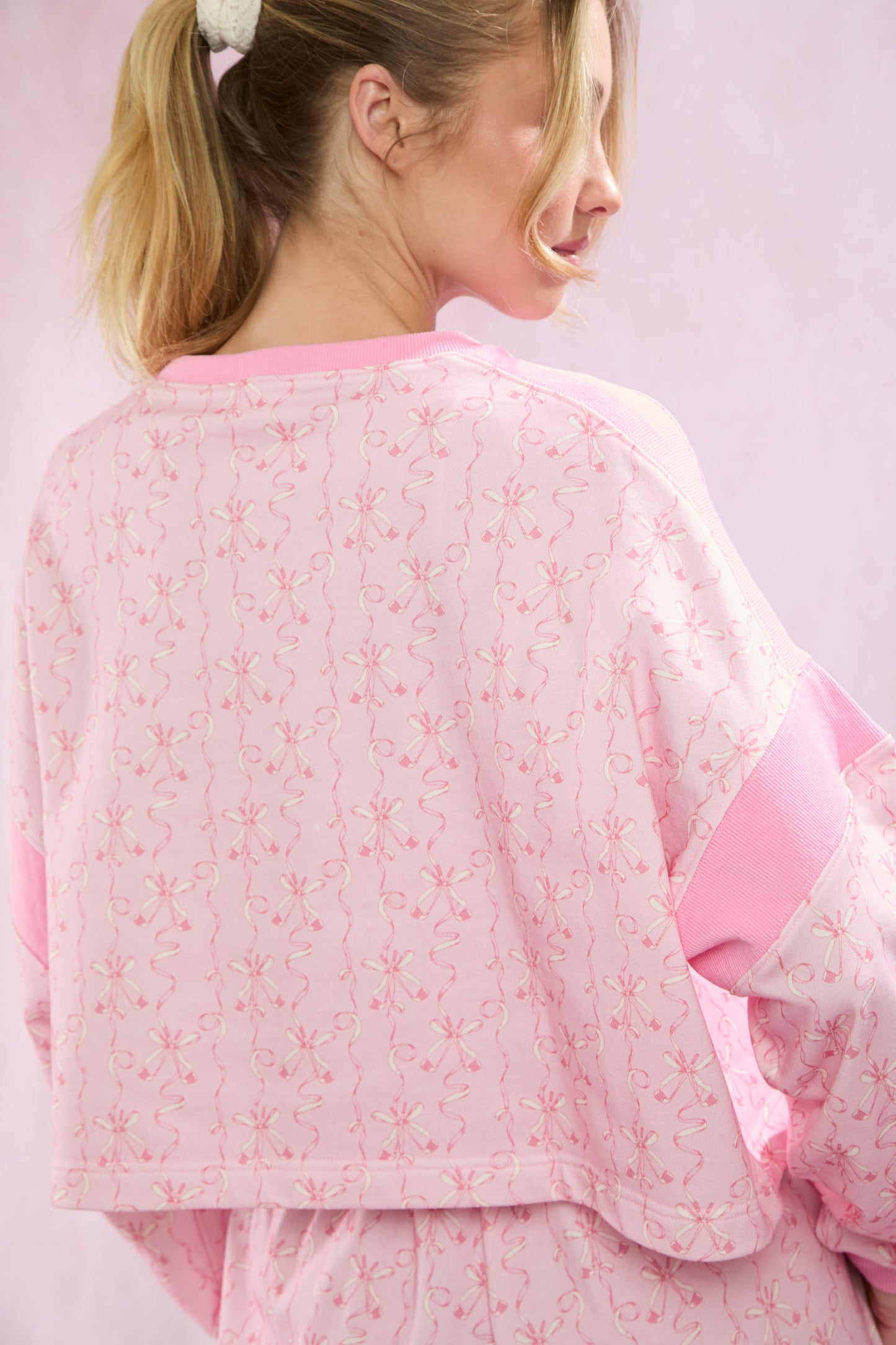 Pretty In Pink Cotton Blend Oversized Golf Theme Printed Set