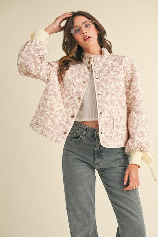 Quilted jacket With Ribbon