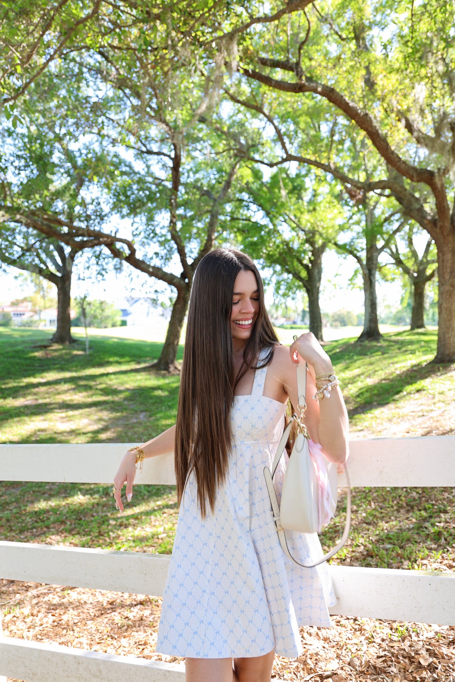 The Emilyrie Cotton Denim Dress Bow Print