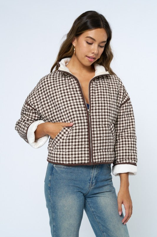 Gingham Puffer Jacket