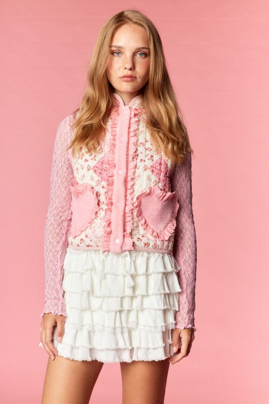 Quilted Floral Heart Pocket Vest