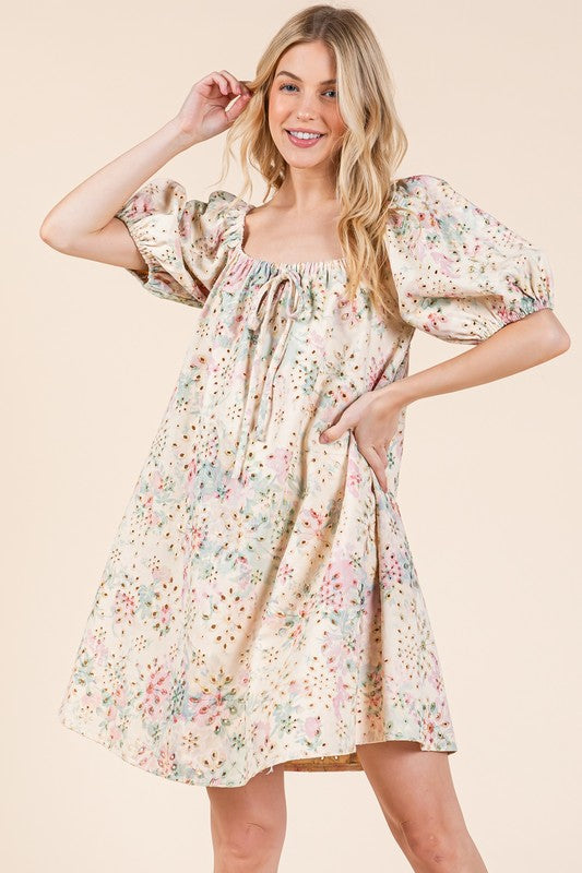 Princess Miel Eyelet Cotton Lace Mini Dress