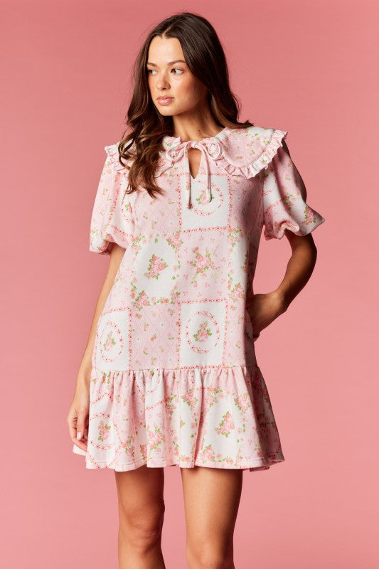 Cottage Floral Dress Pink