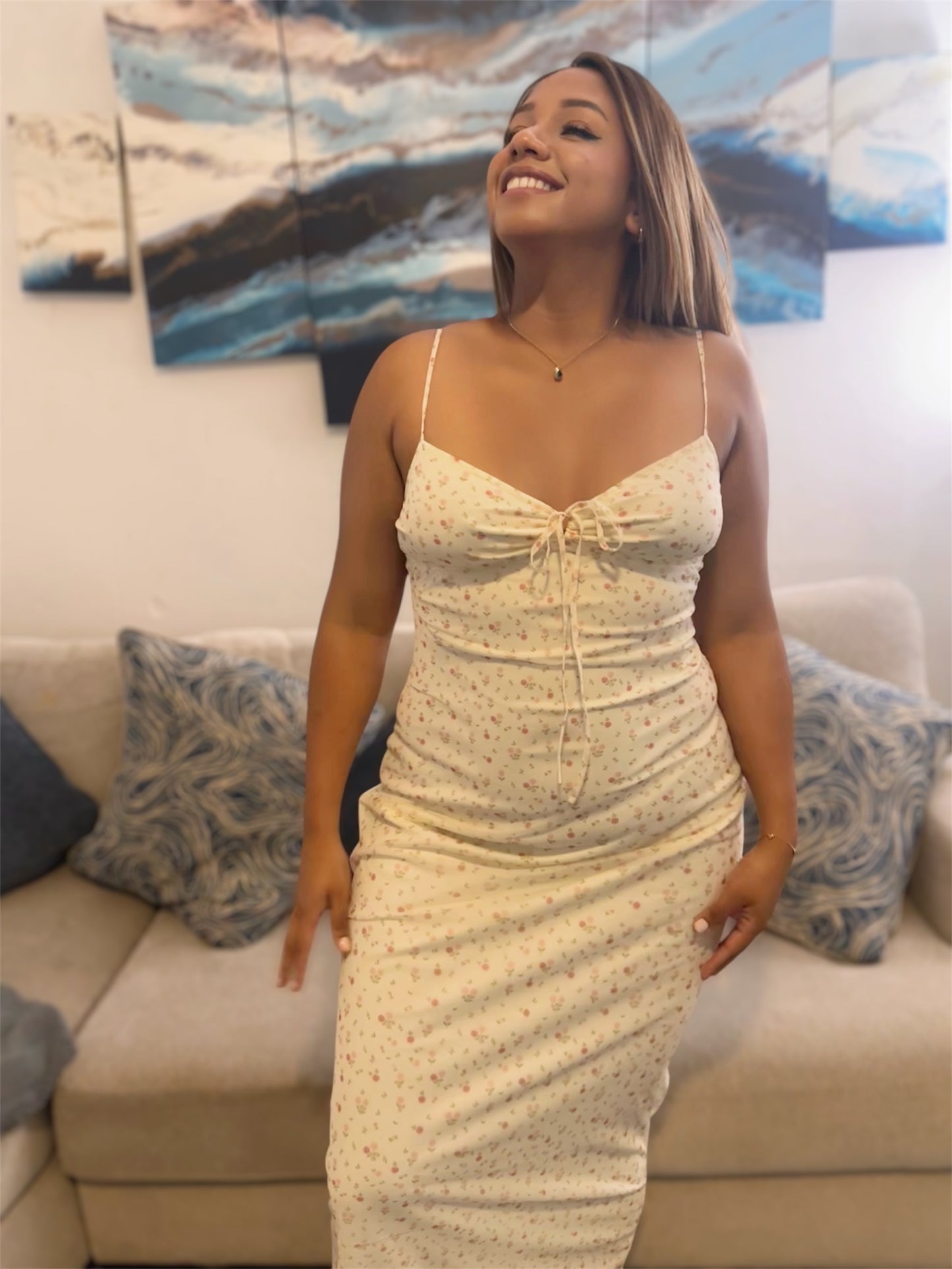Primavera Floral Mesh Maxi Dress