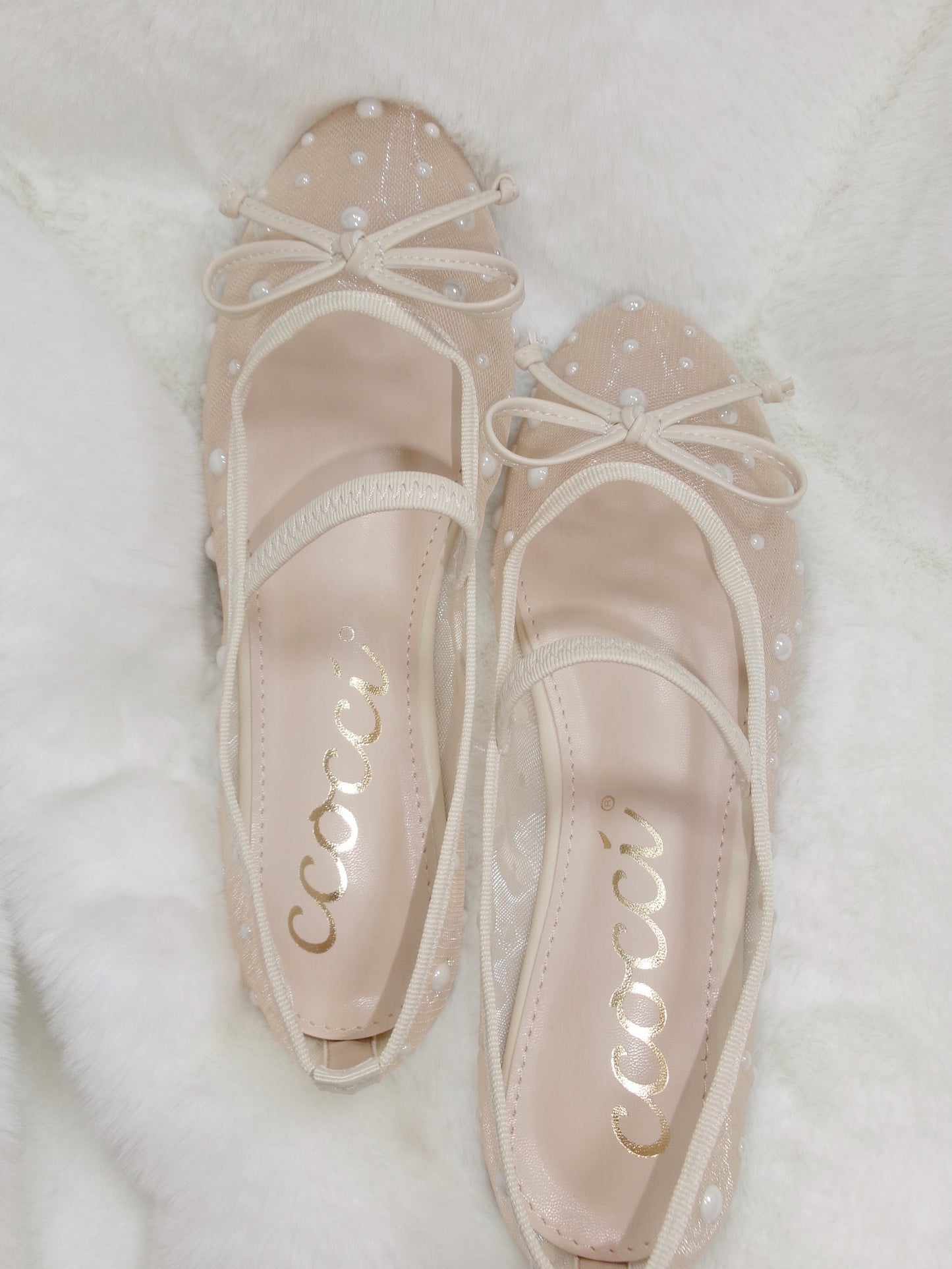 The Ballerina Sheer Mesh Pearl Flat