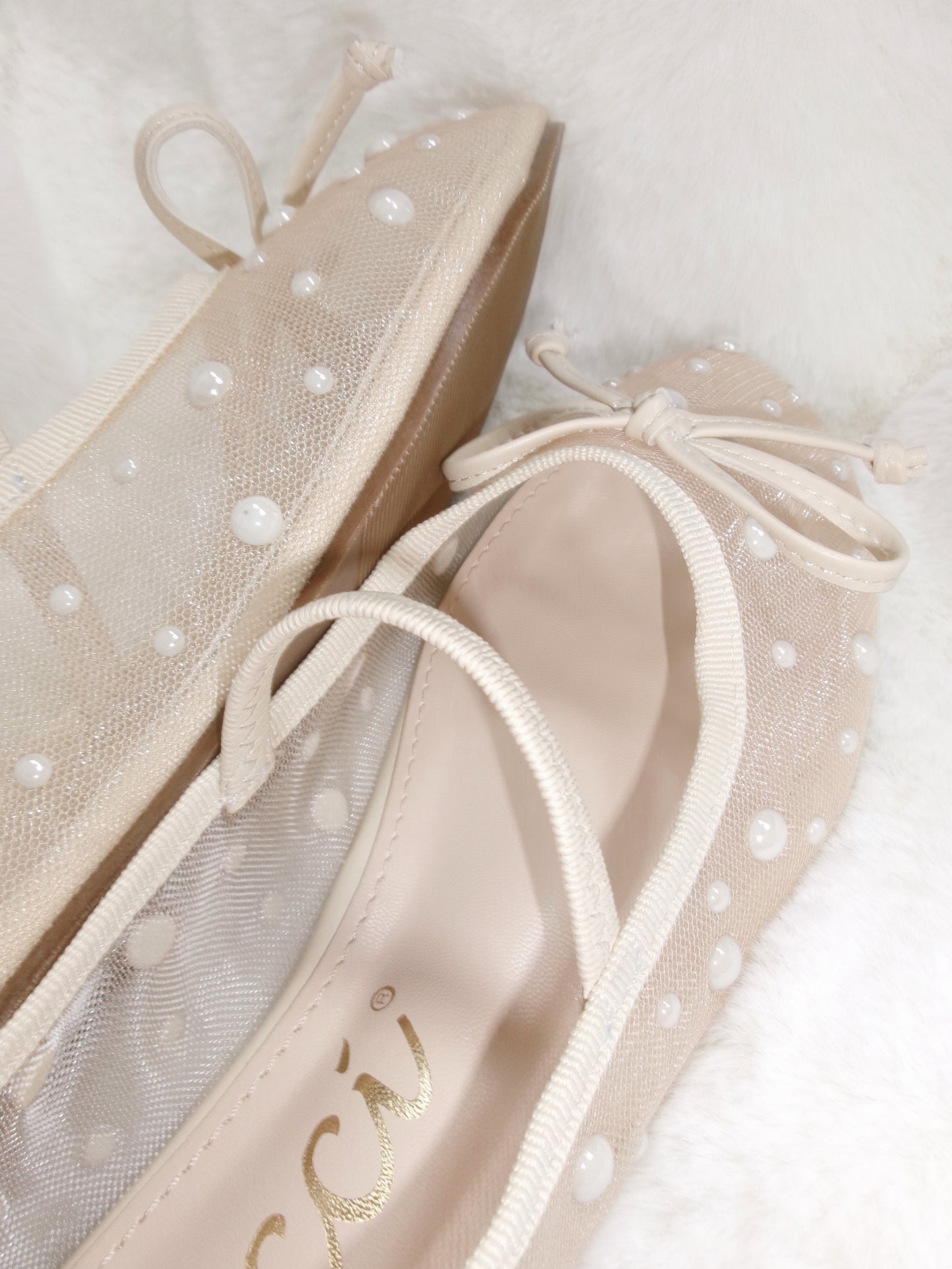 The Ballerina Sheer Mesh Pearl Flat