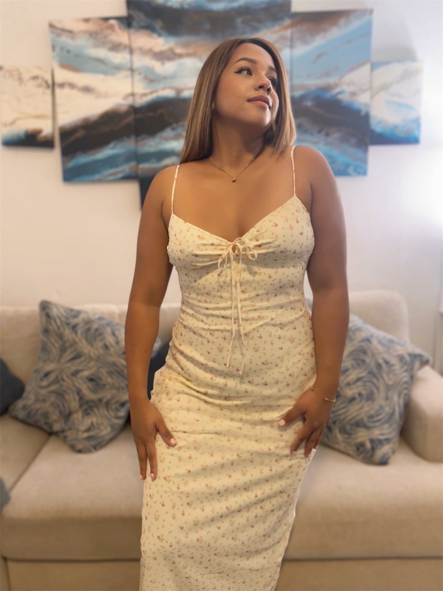 Primavera Floral Mesh Maxi Dress