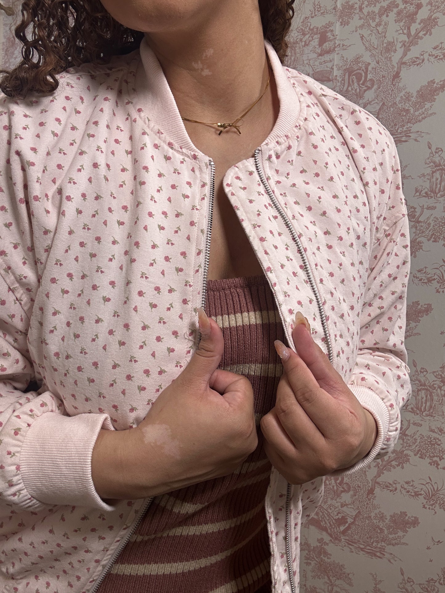 Princeton Girl Oversized Cotton Pink Bomber Jacket