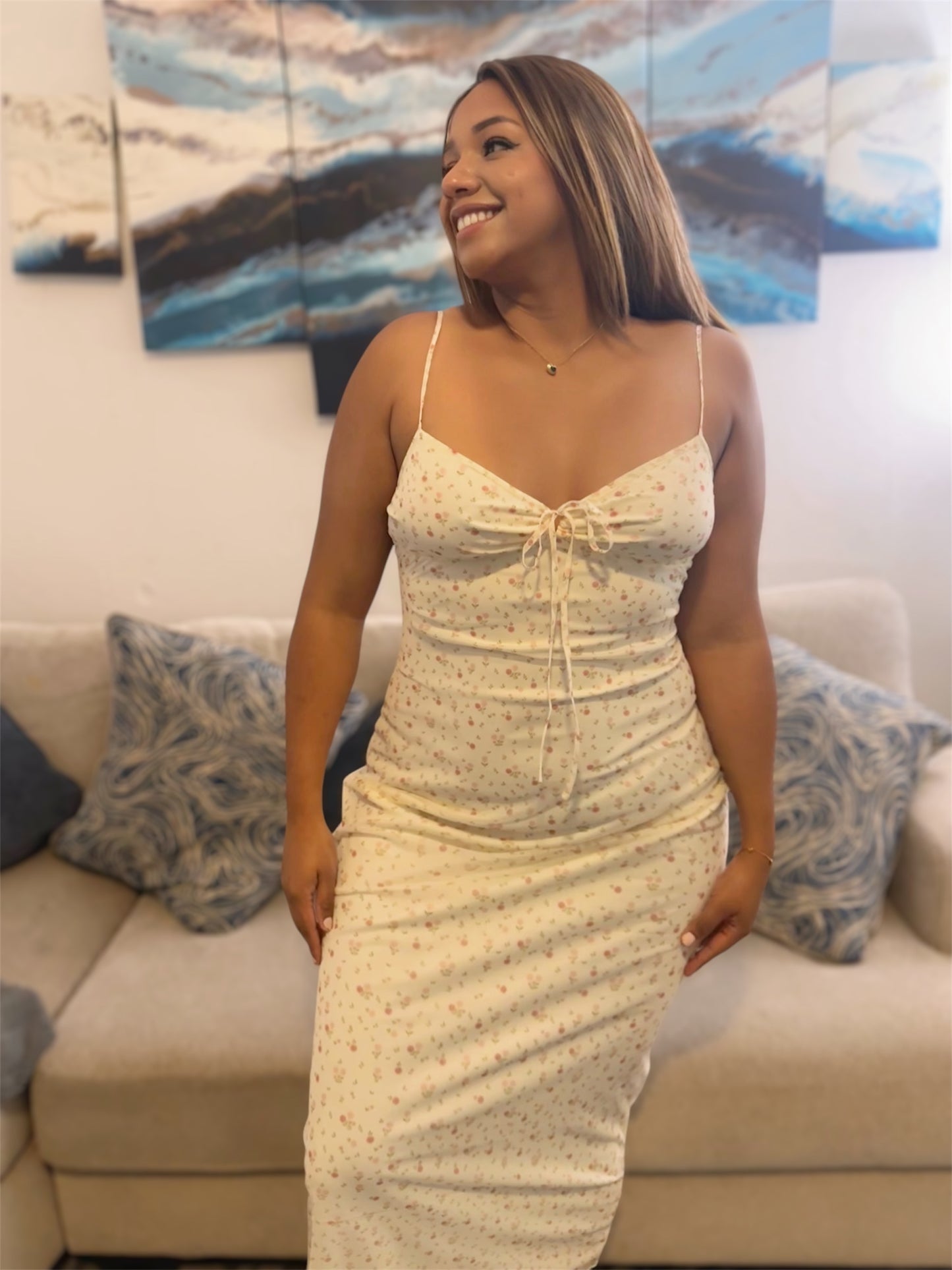 Primavera Floral Mesh Maxi Dress