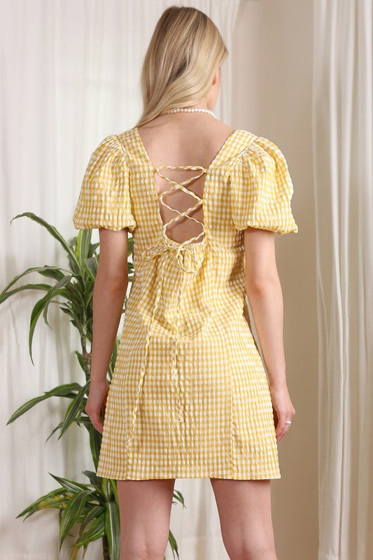 Bora Bora Parties Gingham Dress With Back Straps