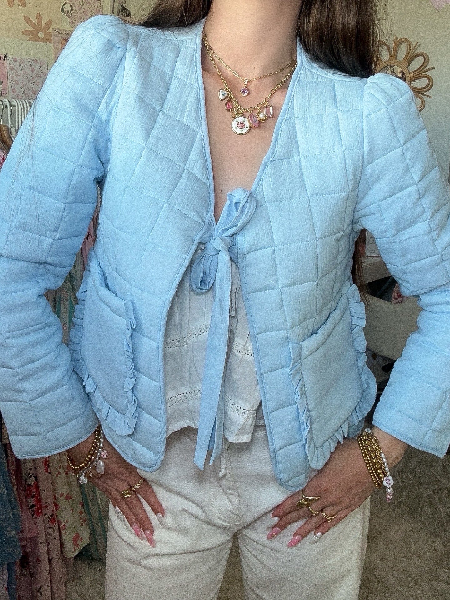 Timeless Garden Blue Cotton Reversible Cardigan
