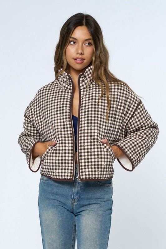 Gingham Puffer Jacket