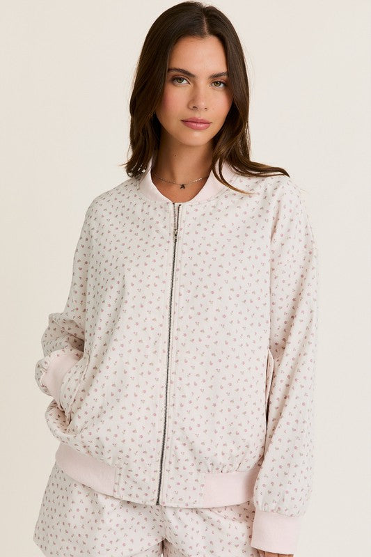 Princeton Girl Oversized Cotton Pink Bomber Jacket