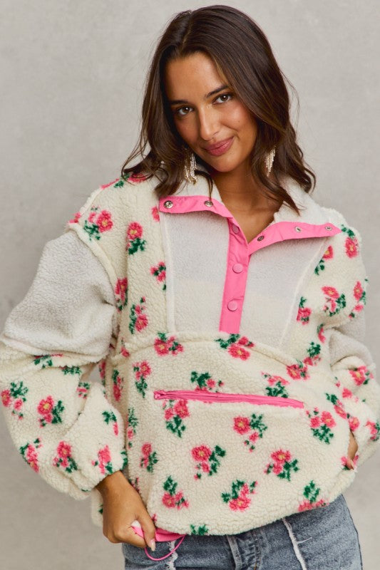 Floral Sherpa Pullover