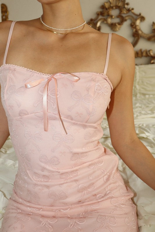 Ezra’s Ribbons Mesh Lace Long Dress