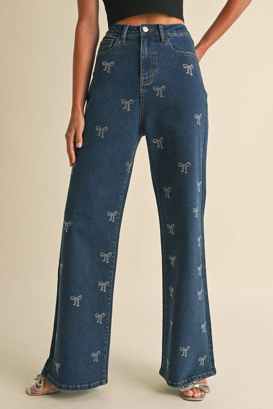 San Fernando Kingdom Cotton Bow Denim Pants