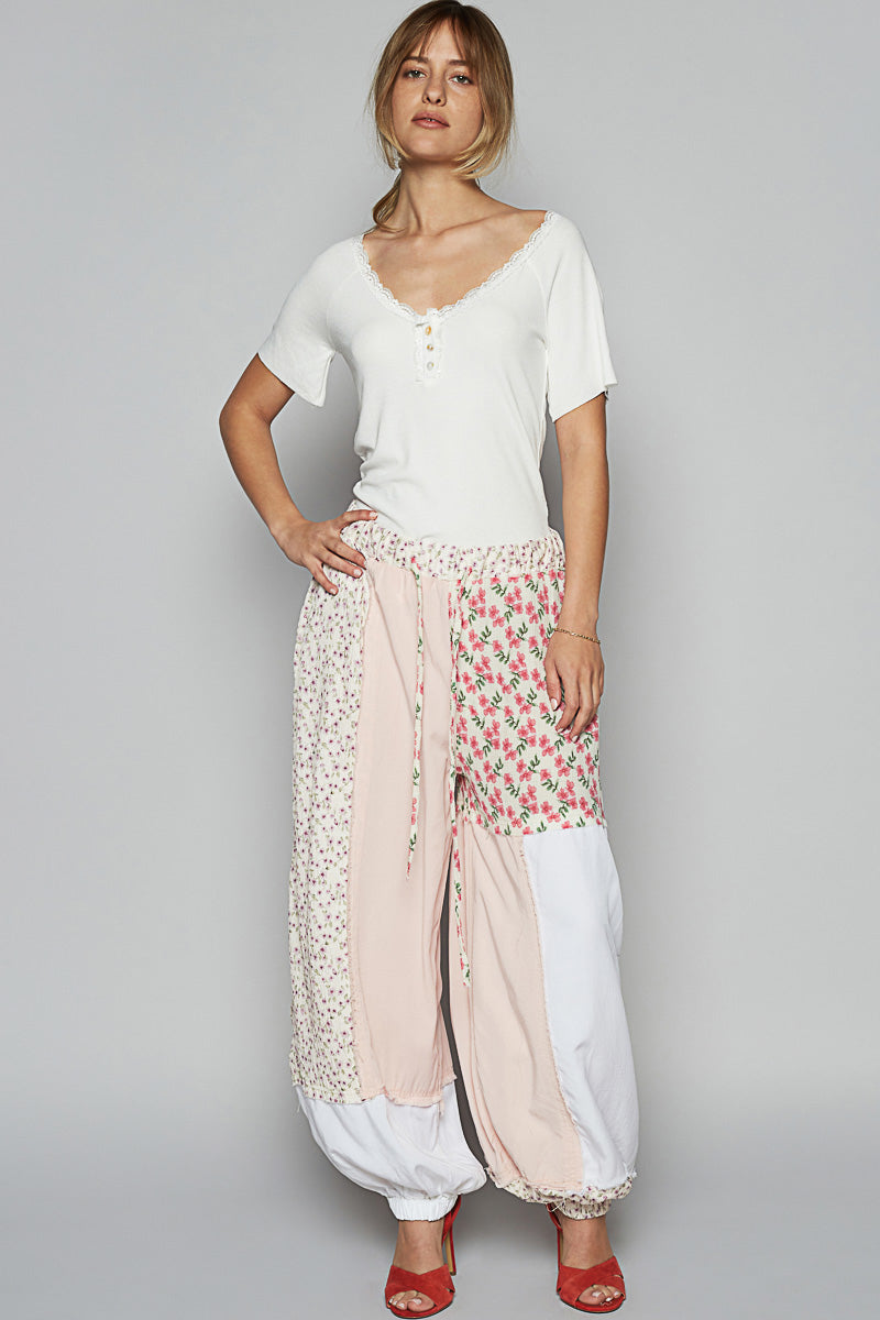 Dear Gardenia Patchwork Oversized Pants
