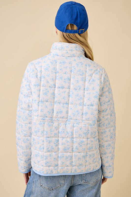 Snap On Quilted Jacket Blue Pre Order
