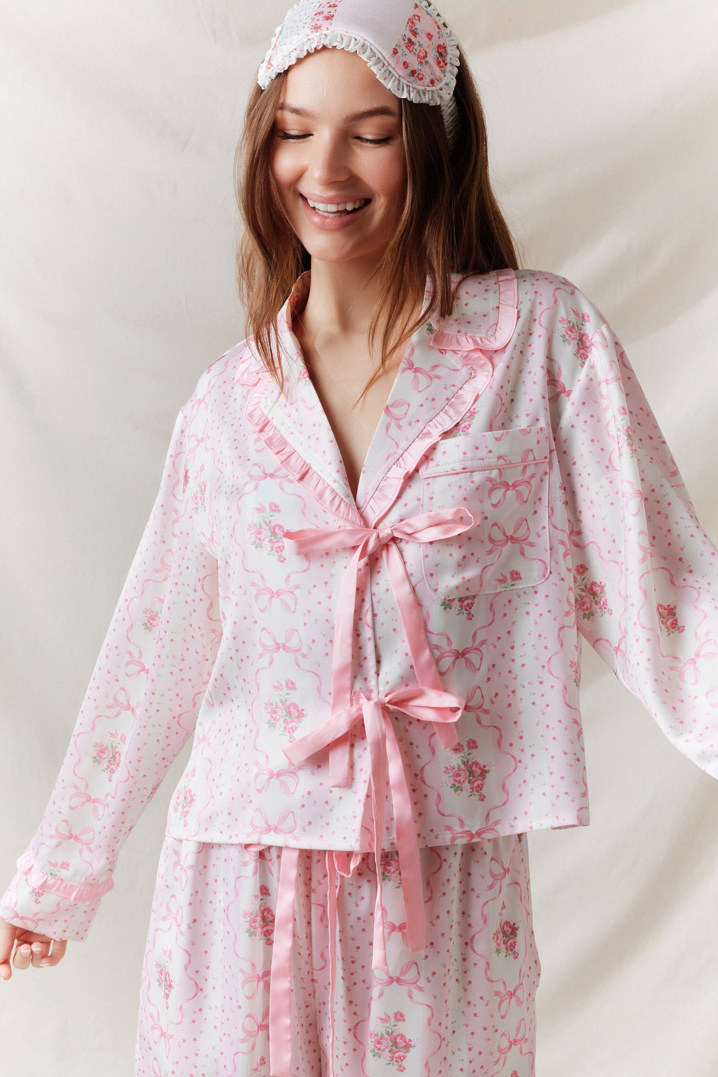 Pink Bows Satin Pajama Set Pre Order