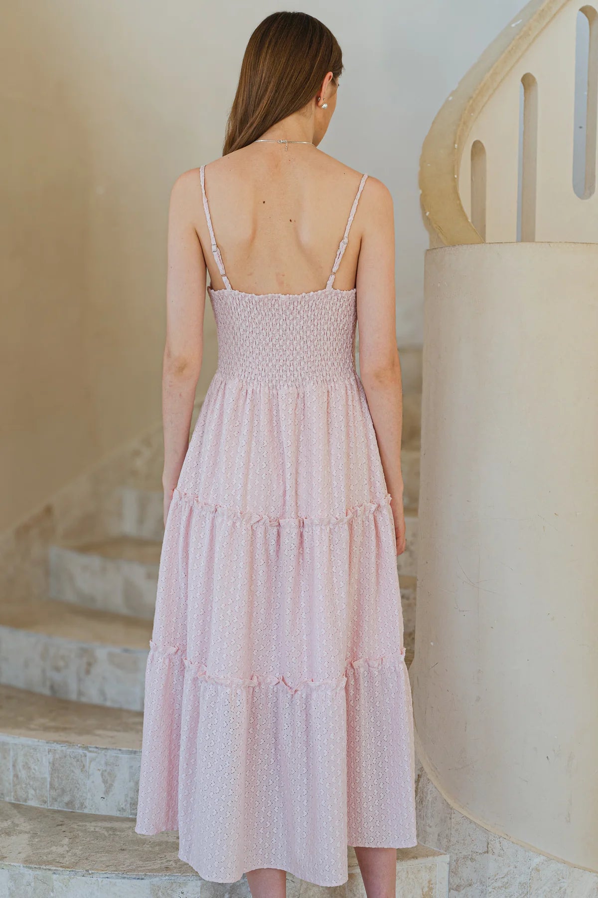 Soft Blush Heart Lace Maxi Dress January
