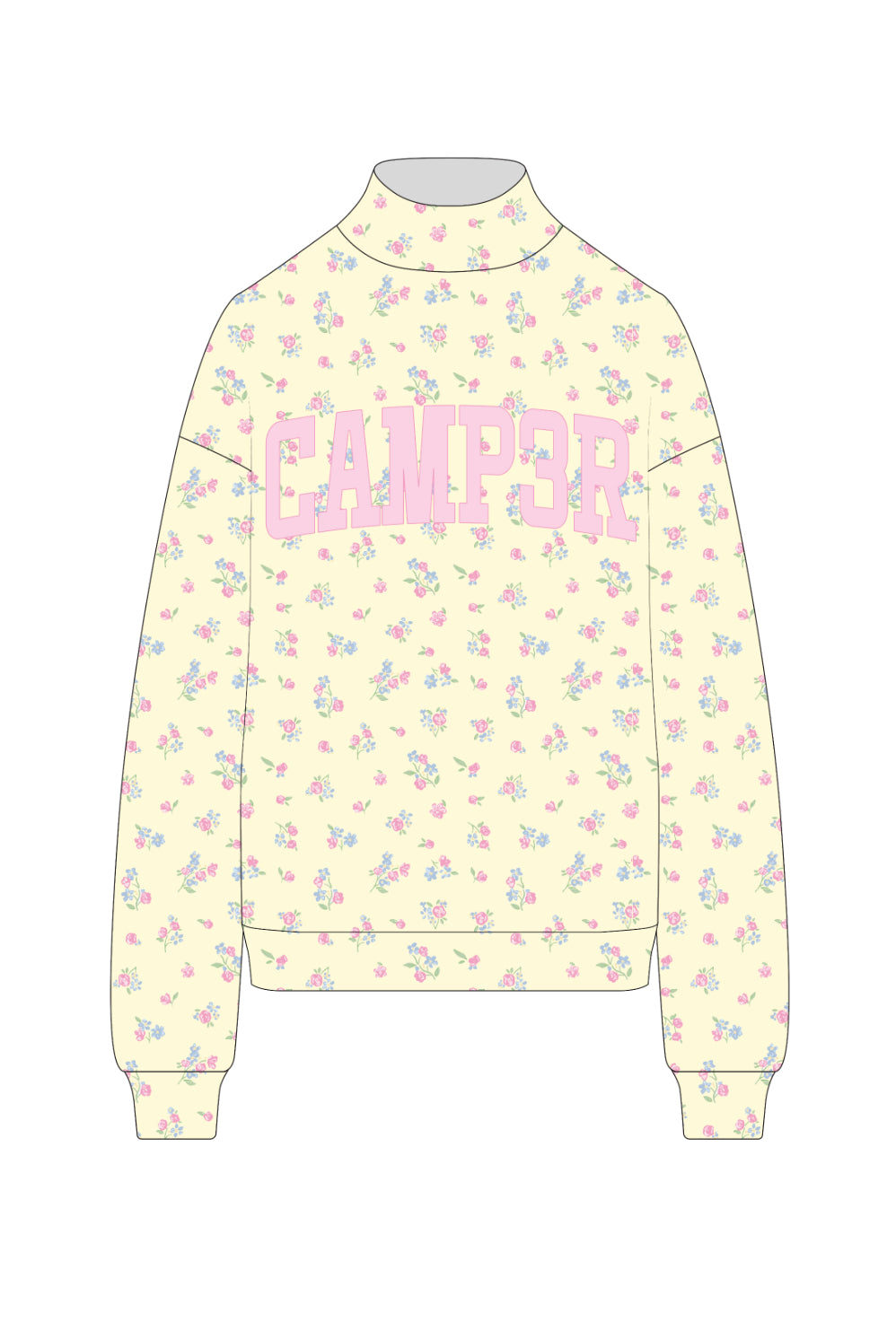 Happy Camp3r Floral Banana Mockneck April