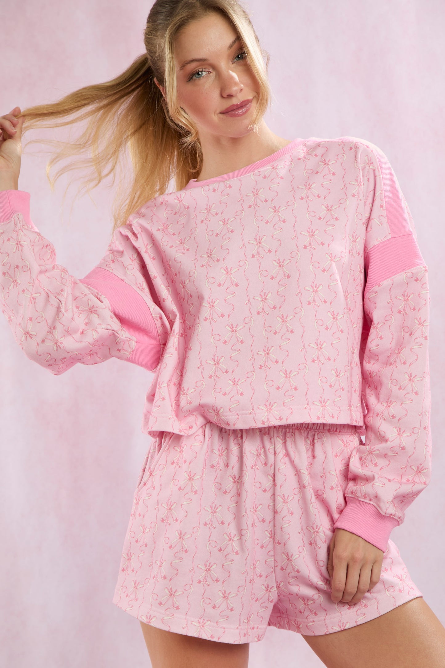 Pretty In Pink Cotton Blend Oversized Golf Theme Printed Set