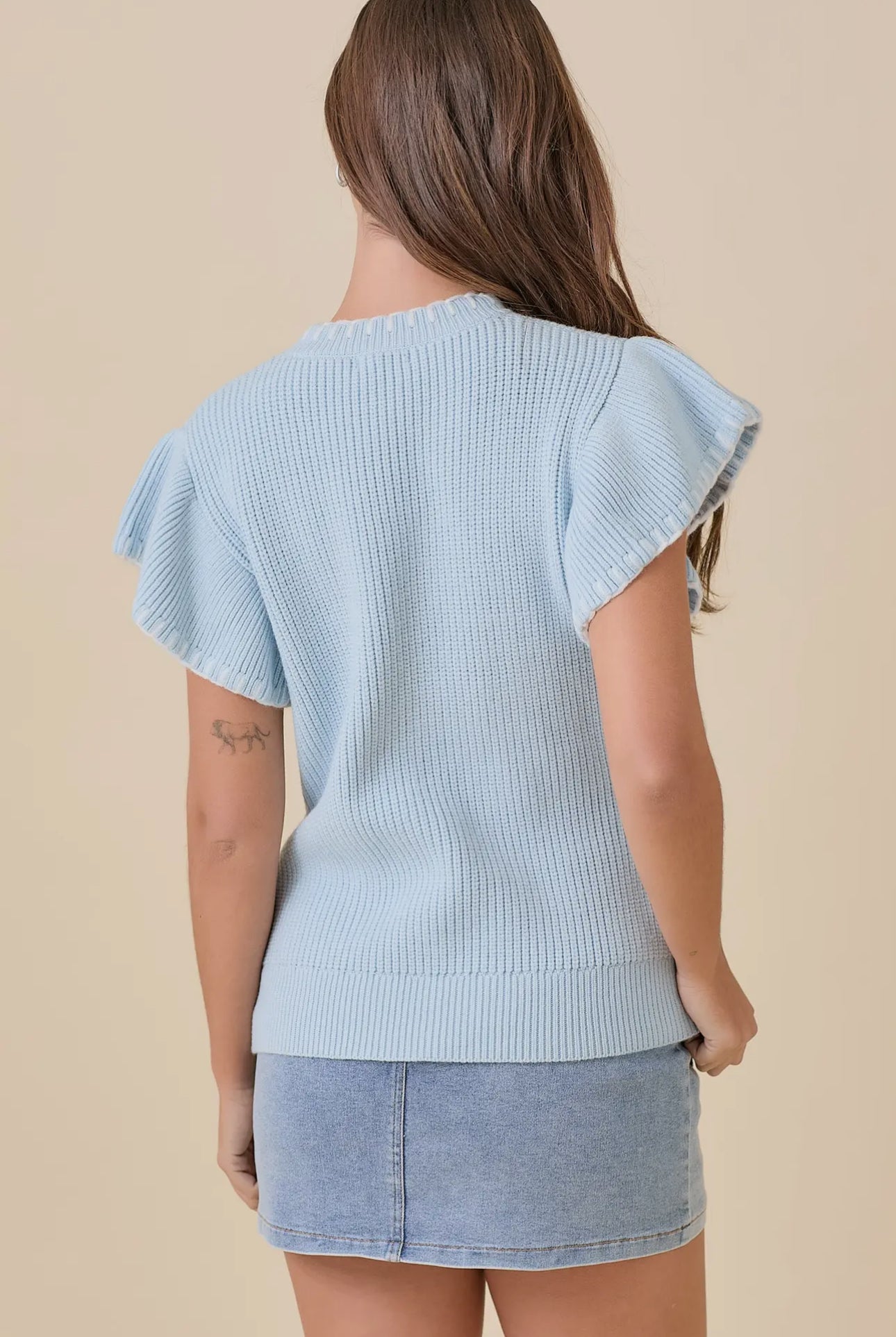 Oh Cupid! Blue Sweater Knit Top