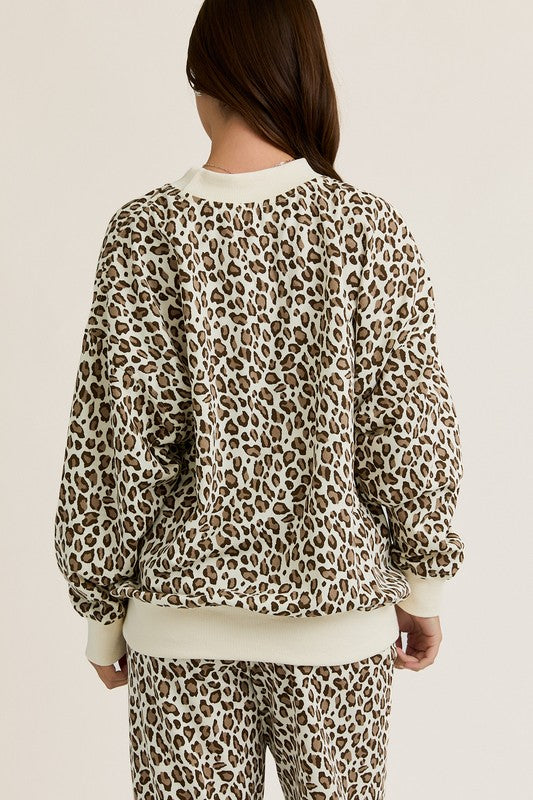 Cheetah girlies loungewear with embroidery oversized set