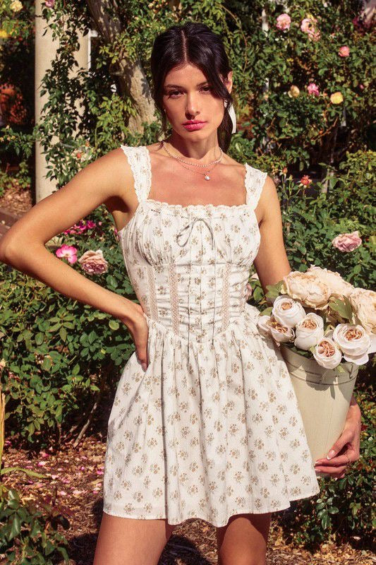Floriwinkle Corset Cotton Mini Dress
