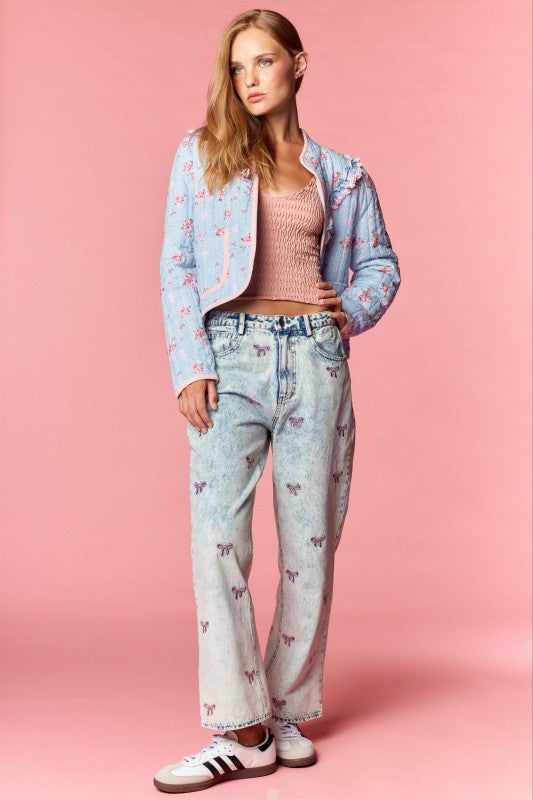 Floral Quilted Ruffle Jacket