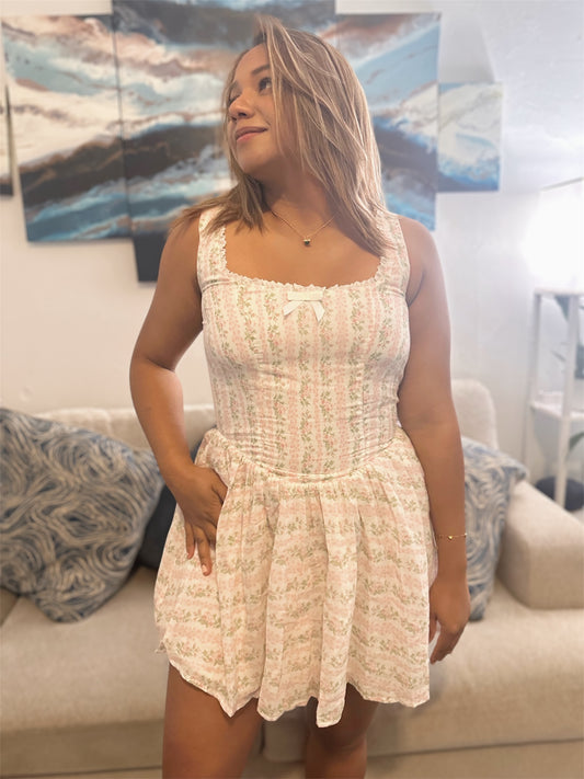 Emybell Floral Pink Mini Dress