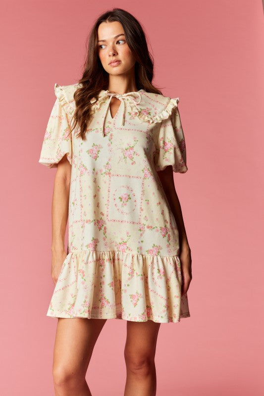 Cottage Floral Dress Yellow