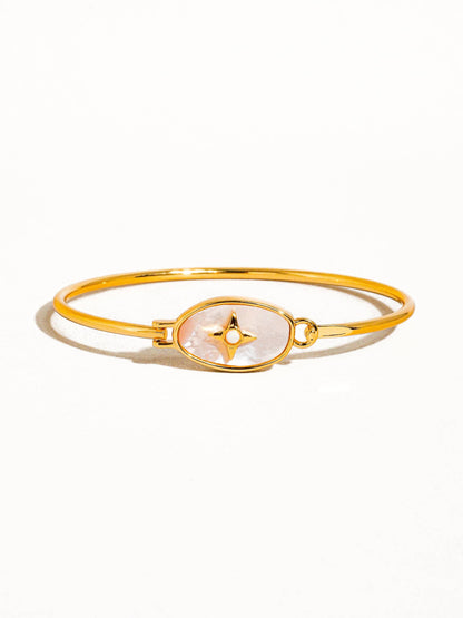 Mia 18K Gold Plated Vintage Star Shell Bangle