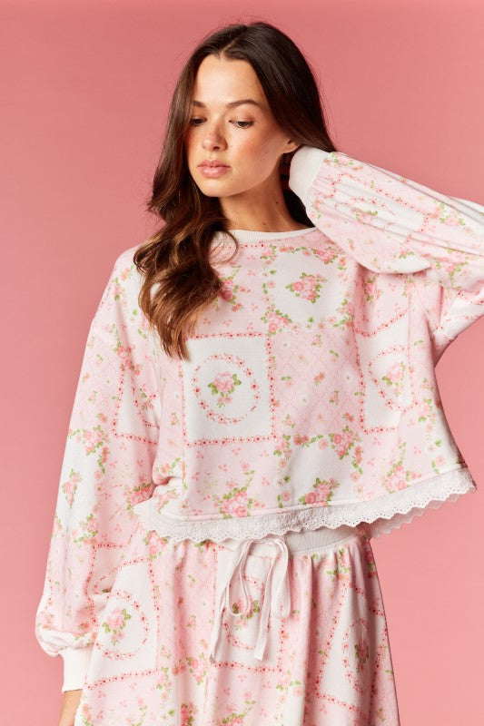 Vintage Floral Lounge Set Pink