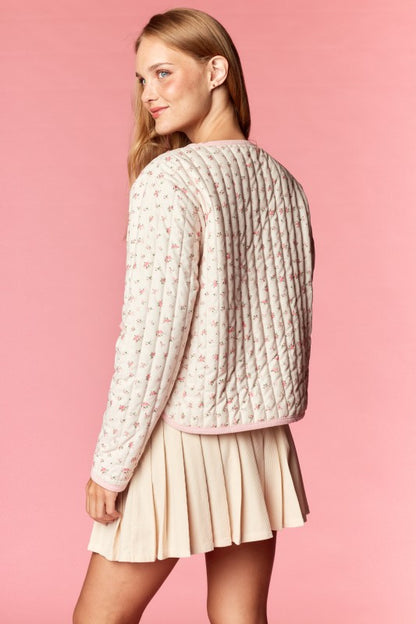 Floral Quilted Jacket With Heart Pockets
