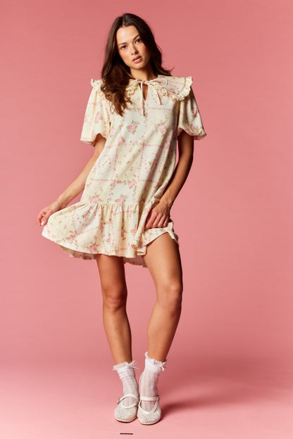 Cottage Floral Dress Yellow