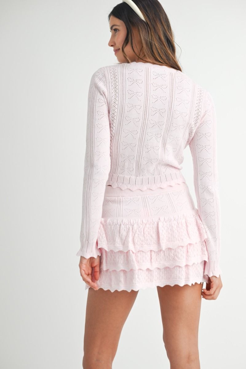 El Cisne Rosa Bow Pointelle Skirt Set