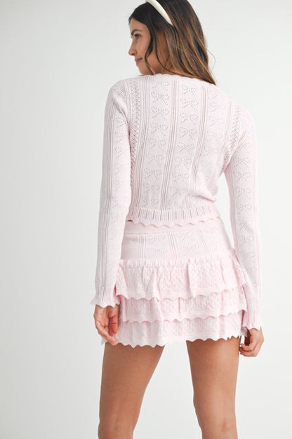El Cisne Rosa Bow Pointelle Skirt Set