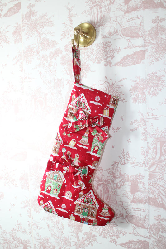 Gingerbread Handmade Stocking With Bows