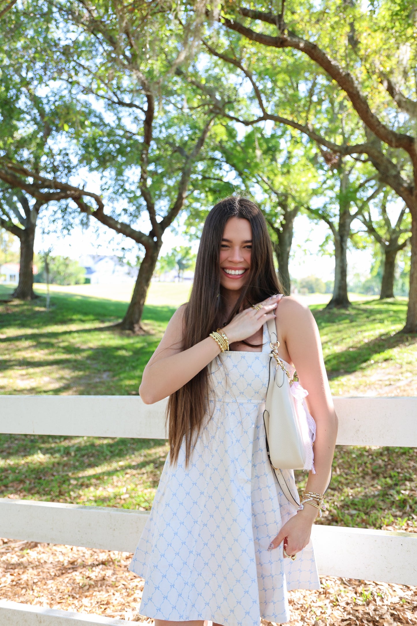 The Emilyrie Cotton Denim Dress Bow Print